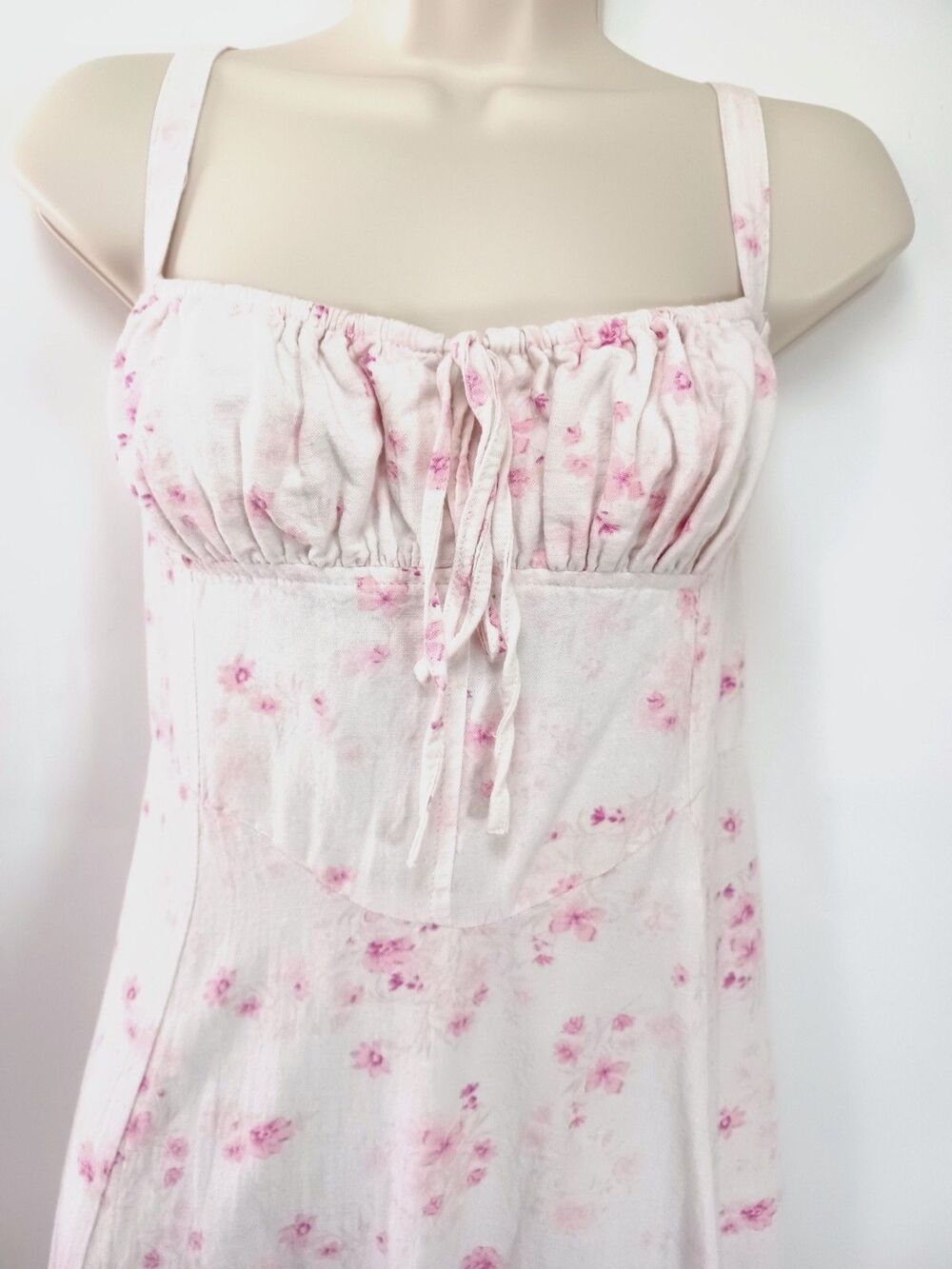 Sim & Sam Linen Blend Midi Milkmaid Dress Basque Coquette Cottagecore Fairy Sz M